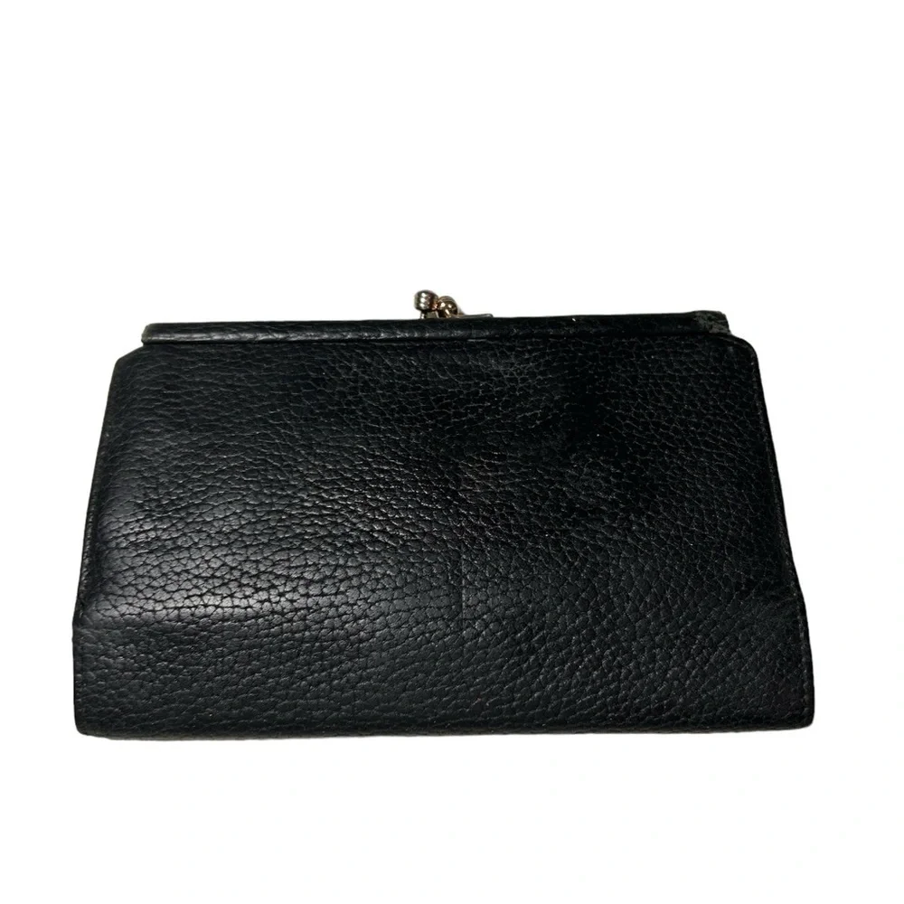 Vintage Dooney & Bourke Wallet Black Pebble Leather Clutch KISS lock